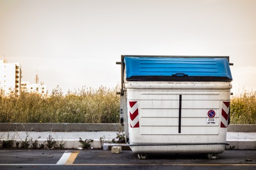 Different types of construction waste including concrete and wood