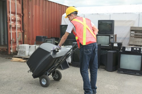 Compliance officers inspecting waste disposal practices